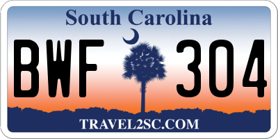 SC license plate BWF304