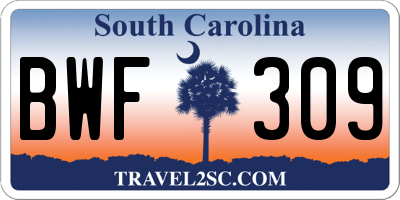 SC license plate BWF309