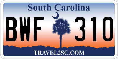 SC license plate BWF310