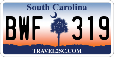 SC license plate BWF319