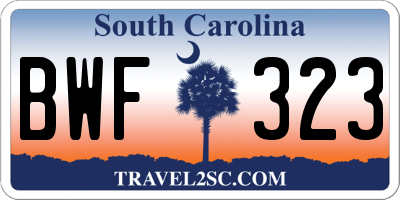 SC license plate BWF323
