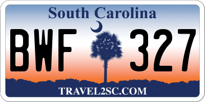 SC license plate BWF327