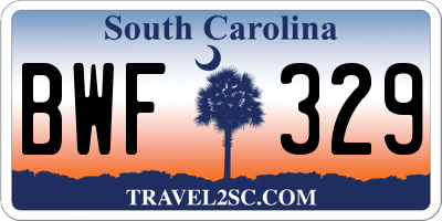 SC license plate BWF329