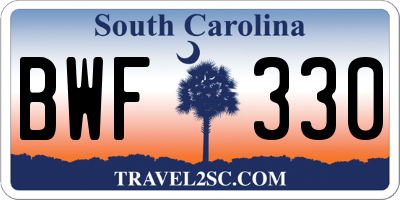 SC license plate BWF330