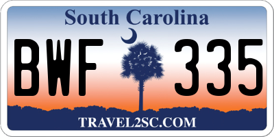 SC license plate BWF335