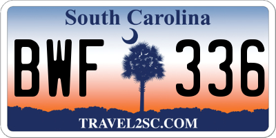 SC license plate BWF336