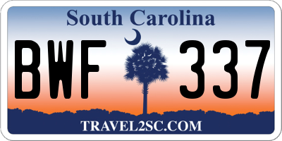 SC license plate BWF337