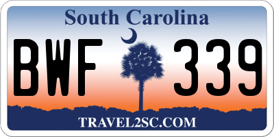 SC license plate BWF339