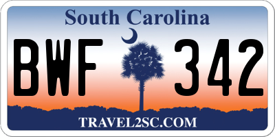 SC license plate BWF342