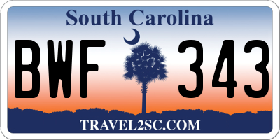 SC license plate BWF343