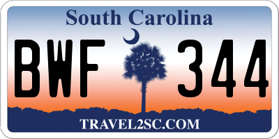 SC license plate BWF344
