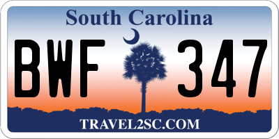 SC license plate BWF347
