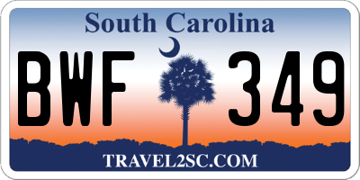 SC license plate BWF349