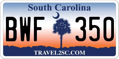 SC license plate BWF350