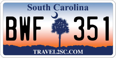 SC license plate BWF351