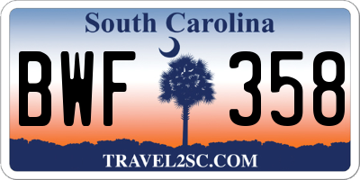 SC license plate BWF358