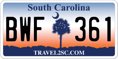 SC license plate BWF361