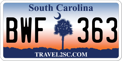 SC license plate BWF363