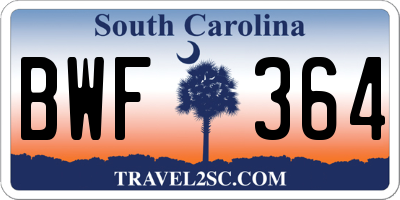 SC license plate BWF364