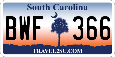 SC license plate BWF366