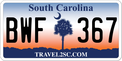 SC license plate BWF367