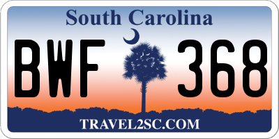 SC license plate BWF368