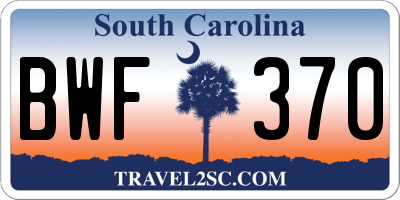 SC license plate BWF370