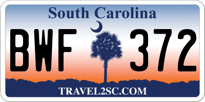 SC license plate BWF372