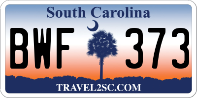 SC license plate BWF373