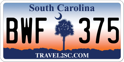 SC license plate BWF375