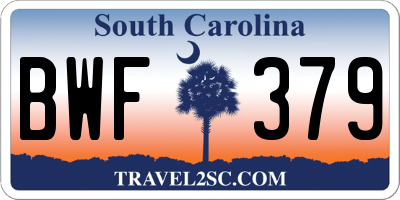 SC license plate BWF379