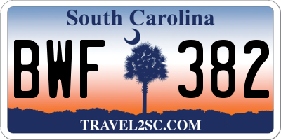 SC license plate BWF382