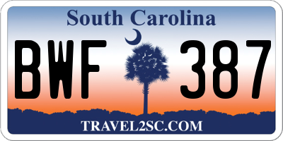 SC license plate BWF387
