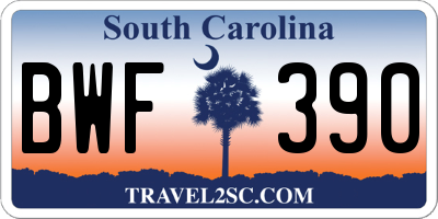 SC license plate BWF390