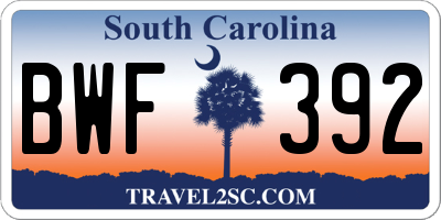 SC license plate BWF392