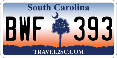 SC license plate BWF393