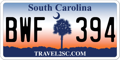 SC license plate BWF394