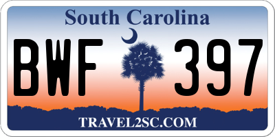 SC license plate BWF397