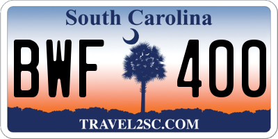 SC license plate BWF400