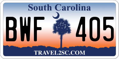 SC license plate BWF405