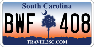SC license plate BWF408