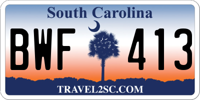 SC license plate BWF413