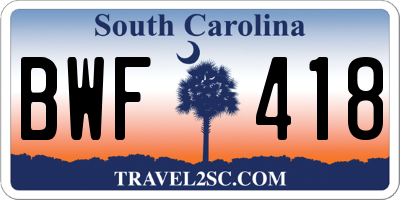 SC license plate BWF418