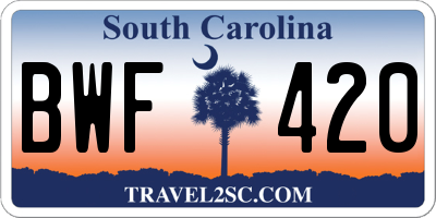 SC license plate BWF420