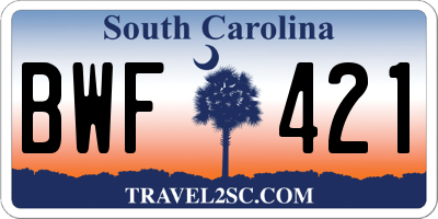 SC license plate BWF421
