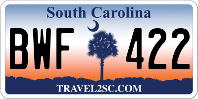 SC license plate BWF422