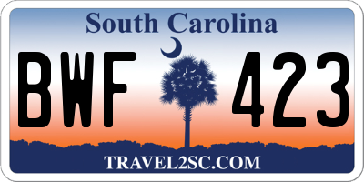 SC license plate BWF423