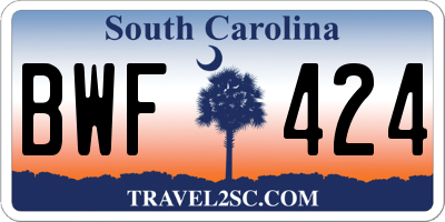 SC license plate BWF424