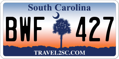 SC license plate BWF427