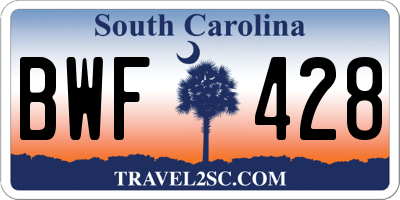 SC license plate BWF428